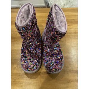 Ugg Classic Short Stellar Sequin Lilac Frost Fur Boots Womens Size 6 No Box